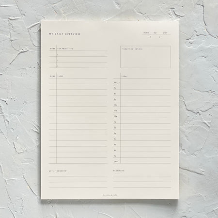 White notepad with black text saying, 