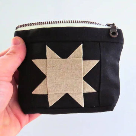 Sawtooth Star Design Medium Pouch | Black