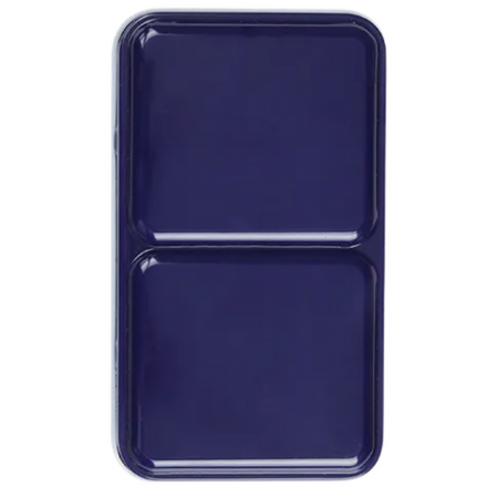 Navy paint pallet with two part divided tray. 