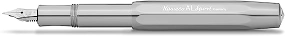 Raw silver polished pen with silver steel nib tip.