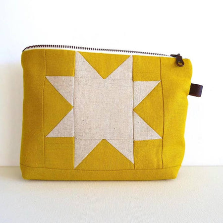 Sawtooth Star Design Medium Pouch | Yellow