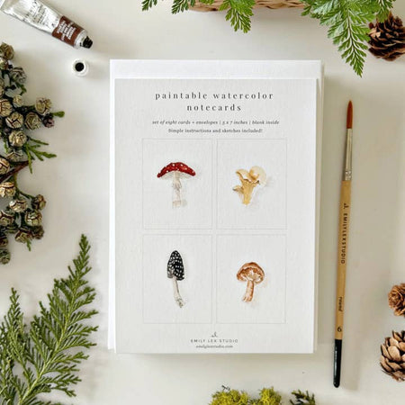 Mushroom Paintable Watercolor Notecard Set