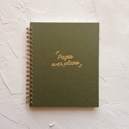 Dark green notebook with 