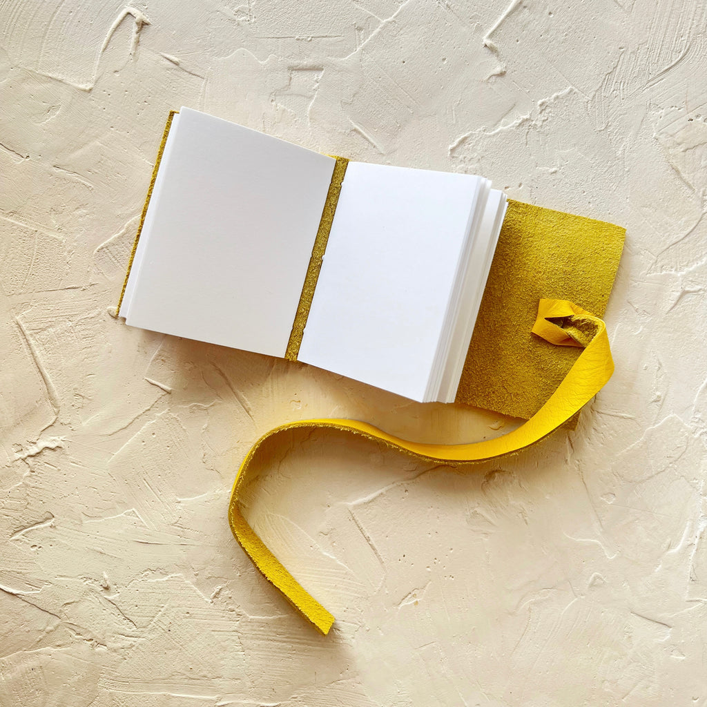 Mini Leather Notebook-Pocket Travel Notebook | Yellow