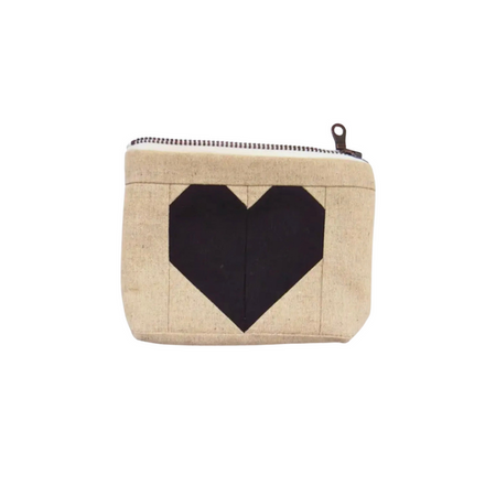 Heart Design Medium Pouch | Black