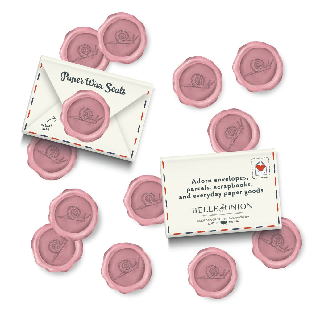 Blush Snail Paper Wax Seal Stickers, Set of 12