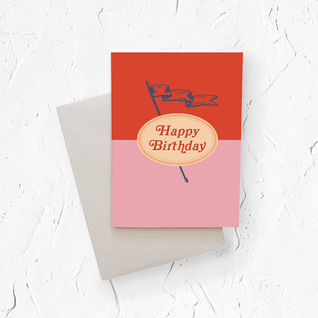 Happy Birthday Flag vintage style greeting card