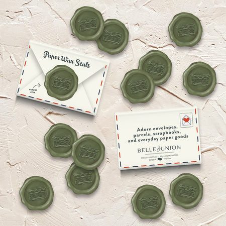 Olive Typewriter Paper Wax Seal Stickers, Set of 12