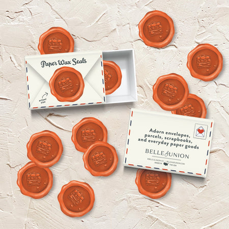 Orange Ink Paper Wax Seal Stickers, Set of 12