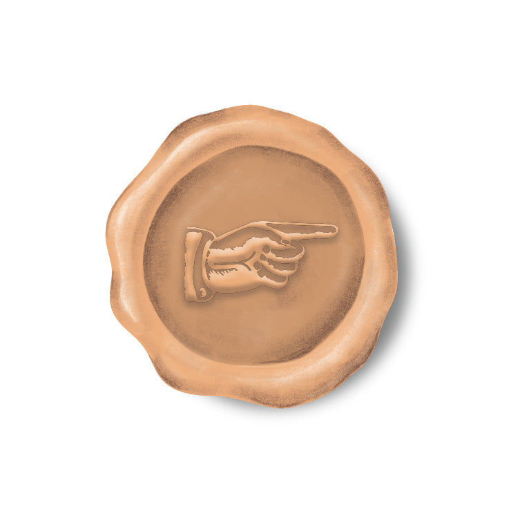 Peach Manicule Paper Wax Seal Stickers, Set of 12