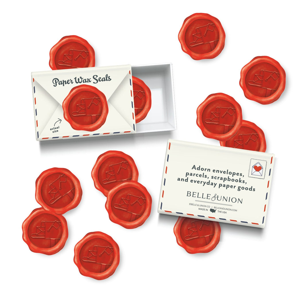 Red Mailbox Paper Wax Seal Stickers, Set of 12