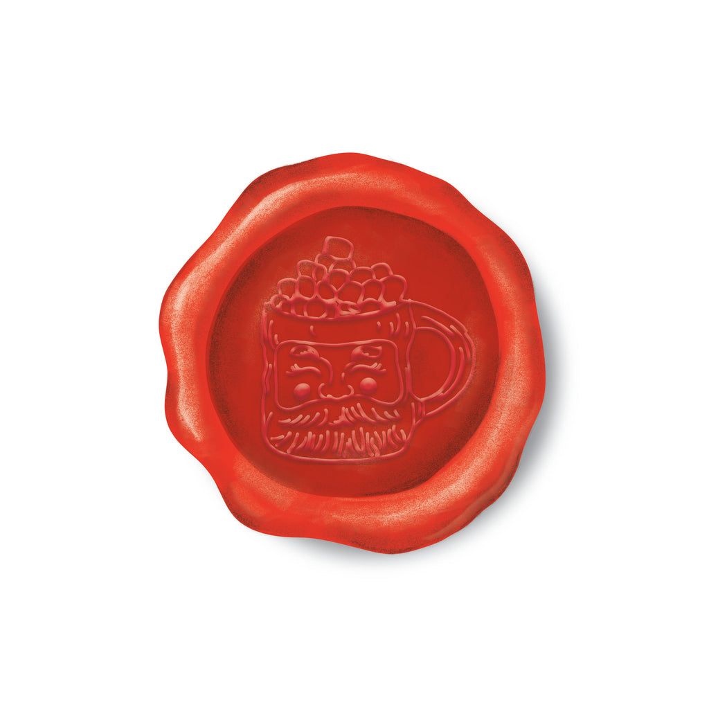 Red Santa Mug Holiday Paper Wax Seal Stickers, Set of 12