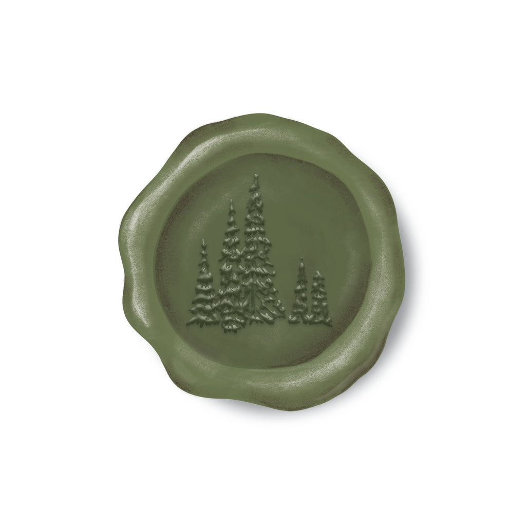 Evergreen Trees Holiday Paper Wax Seal Stickers, Set of 12