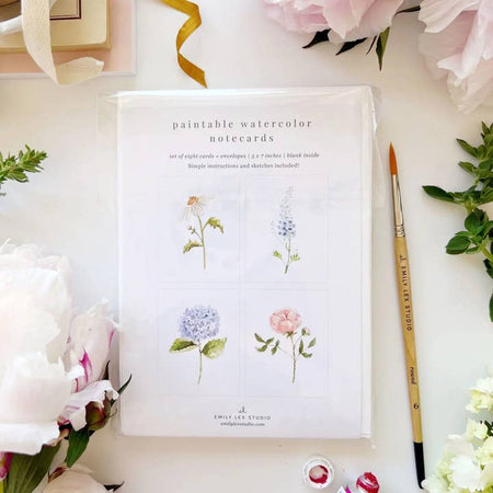 Garden Flowers Paintable Watercolor Notecard Set