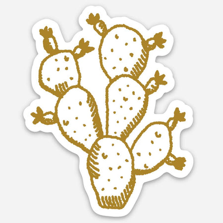 White background with image of a gold cactus.