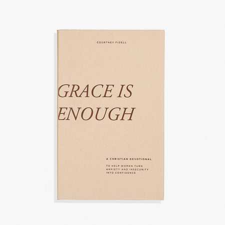 Tan cover with brown text saying, “Grace is Enough A Christian Devotional”.