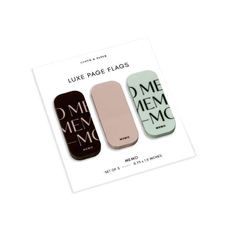 Rectangele sticky notes with rounded corners in black, blush pink and green shades presented on a ivory background.