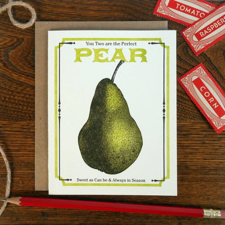 Vintage Pear Seed Pack Greeting Card