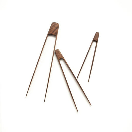 Small wooden tong set of 3.