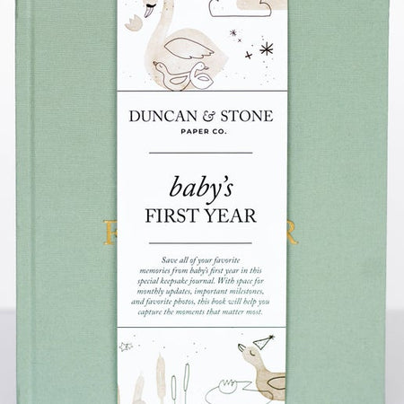 Baby's First Year Memory Book & Photo Album | Sage Green