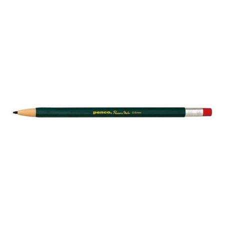 Green pencil with silver top and pink eraser.