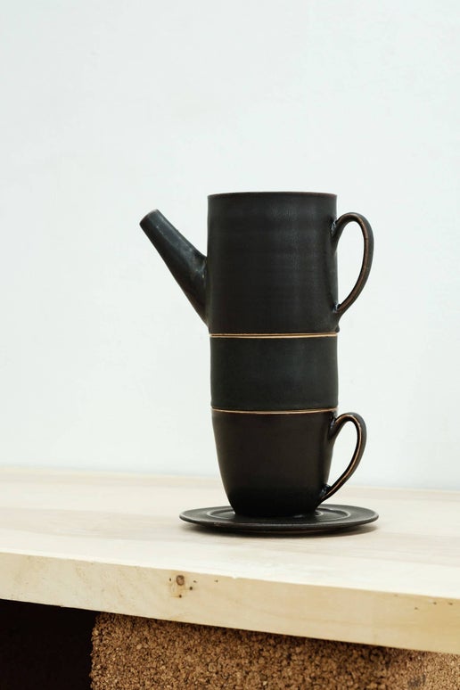 Stacking Ceramics Black Teapot