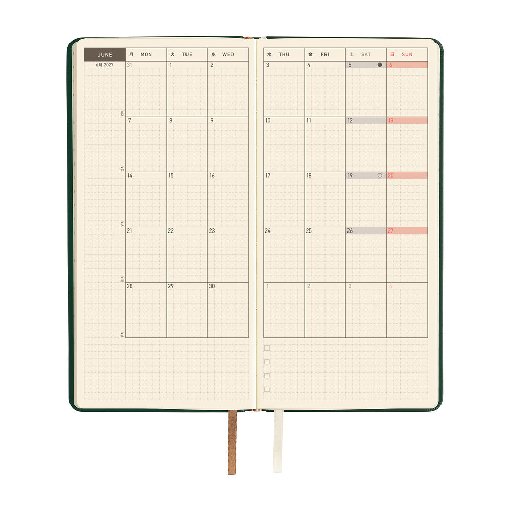 Hobonichi Techo Weeks Leather Book 2027 | Forest Green