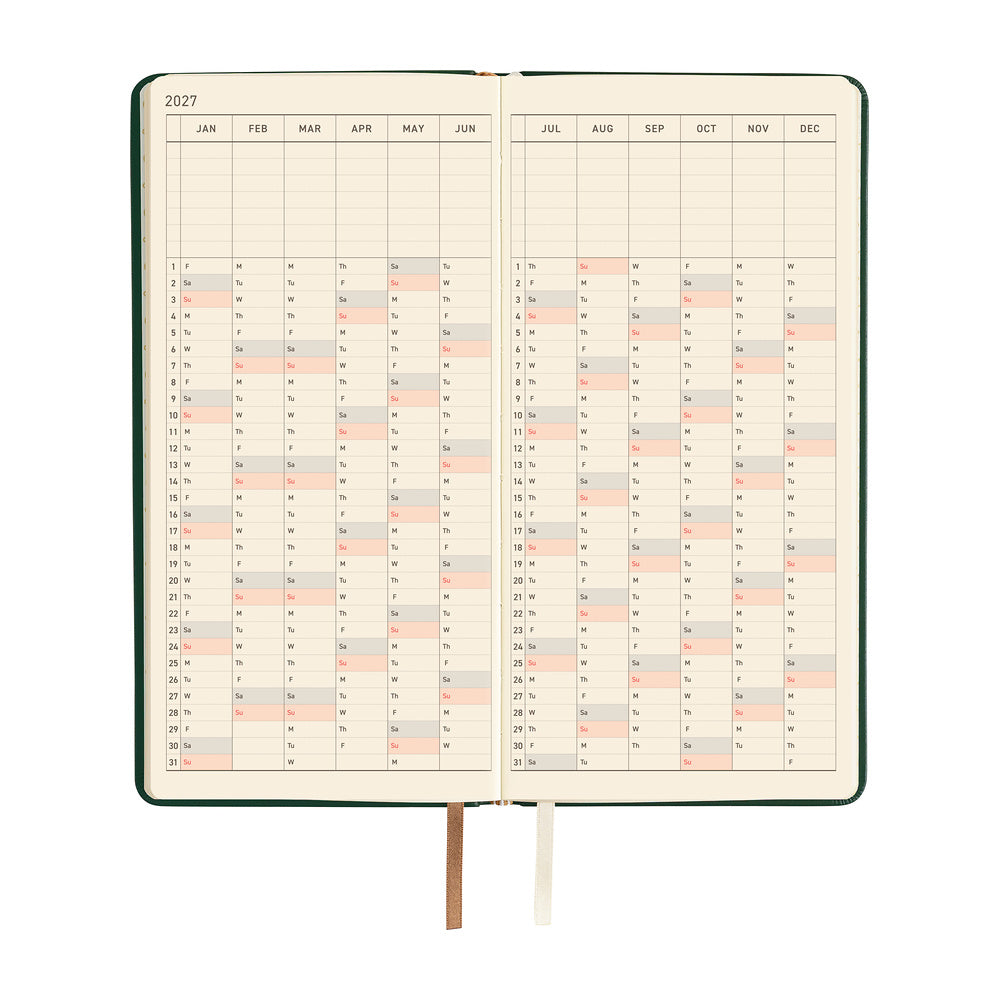 Hobonichi Techo Weeks Leather Book 2027 | Forest Green