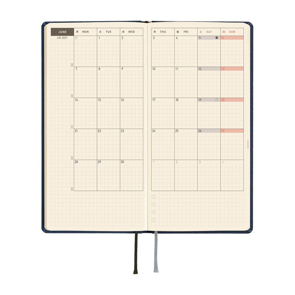 Hobonichi Techo Weeks Woven Hardcover Book 2027 | Midnight Blue