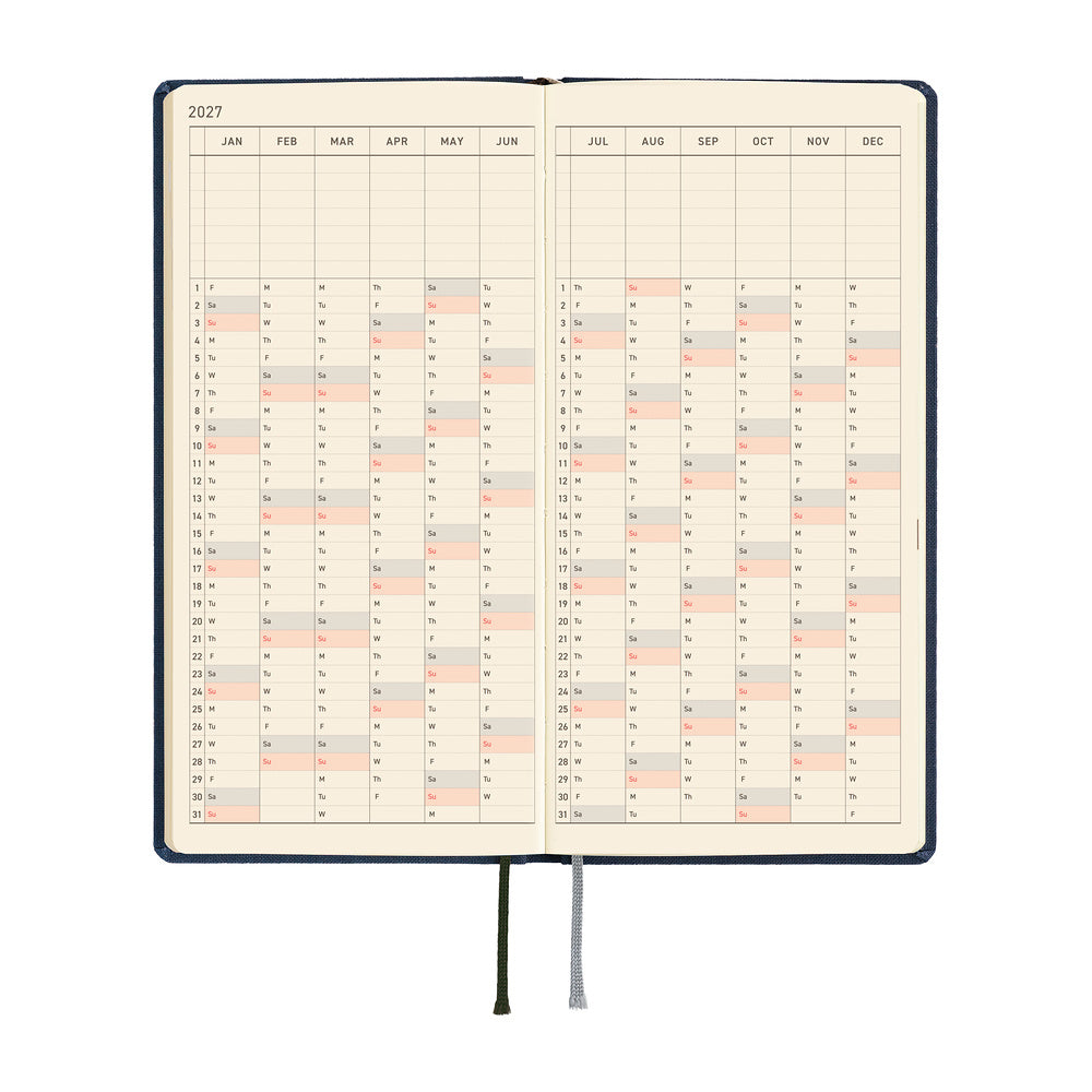 Hobonichi Techo Weeks Woven Hardcover Book 2027 | Midnight Blue