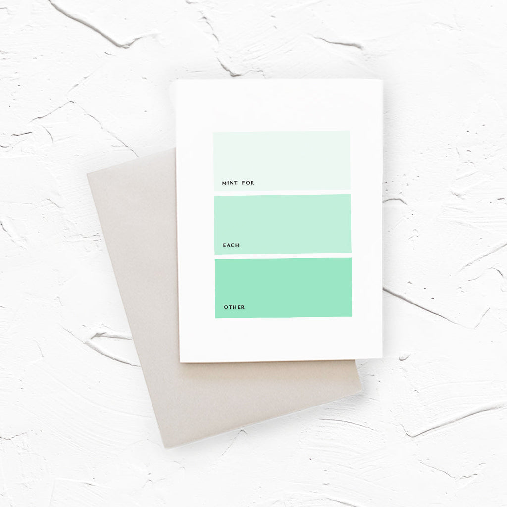 Mint for Each Other color swatch greeting card