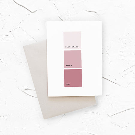 Plum Crazy About You color swatch greeting card