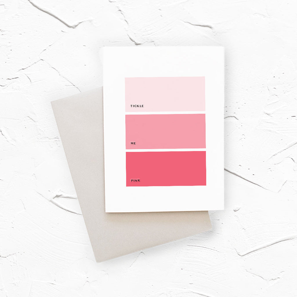 Tickle Me Pink color swatch greeting card