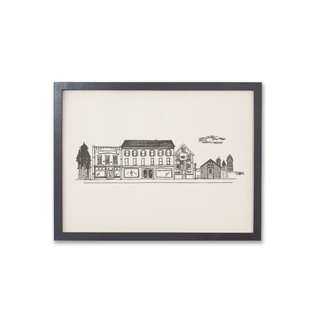 Art print with ivory background and black ink. Image of Harbor Haven.