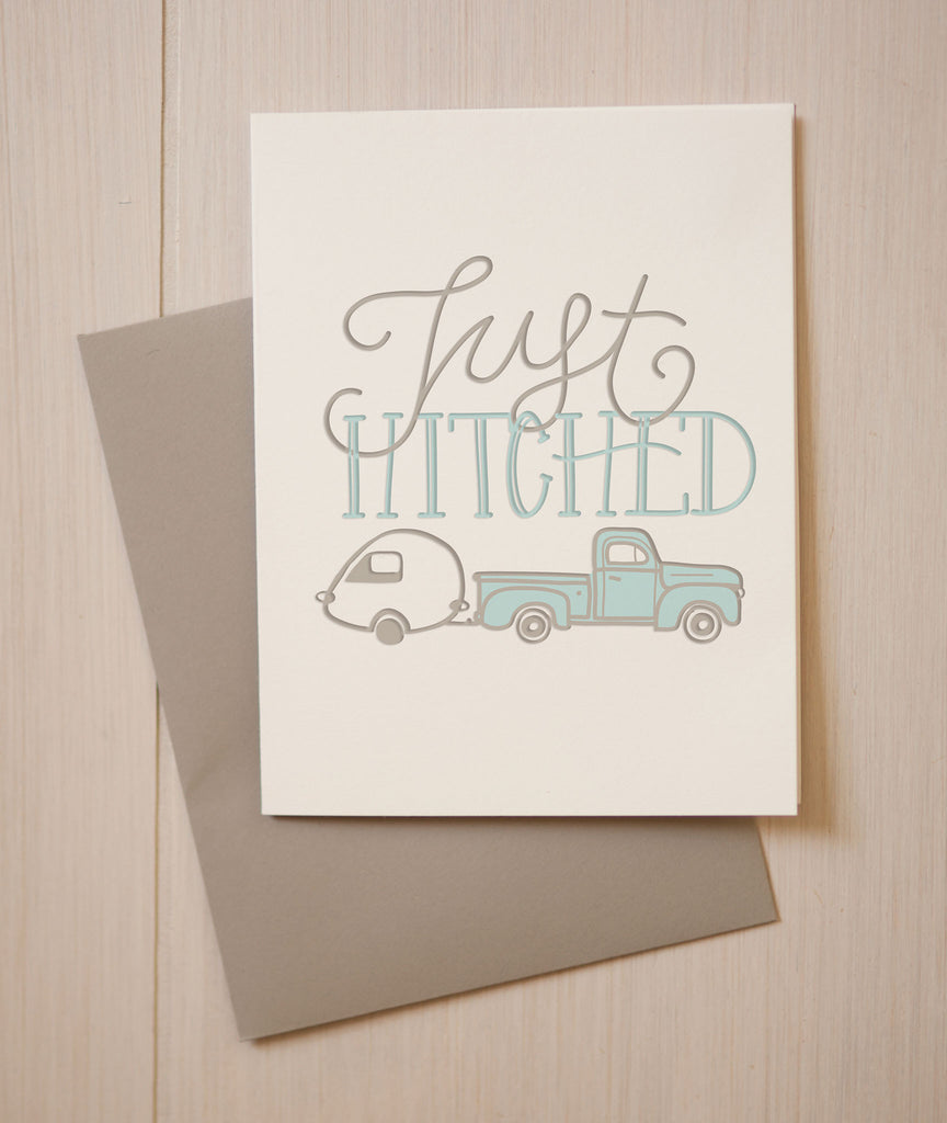 Just Hitched Greeting Card