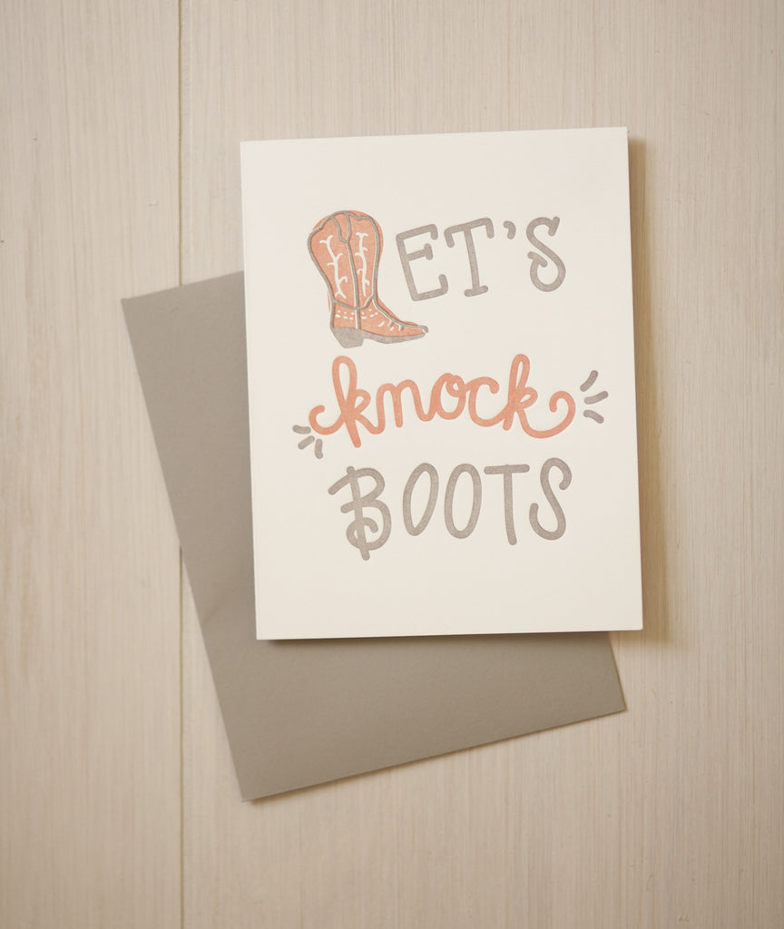 Let's Knock Boots Greeting Card