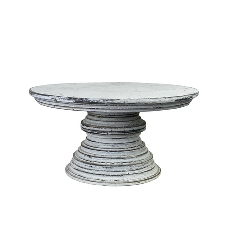 Pedestal cake stand with whitewashed stain.